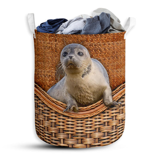 Phocidae Rattan Teaxture - Laundry Basket - Owls Matrix LTD
