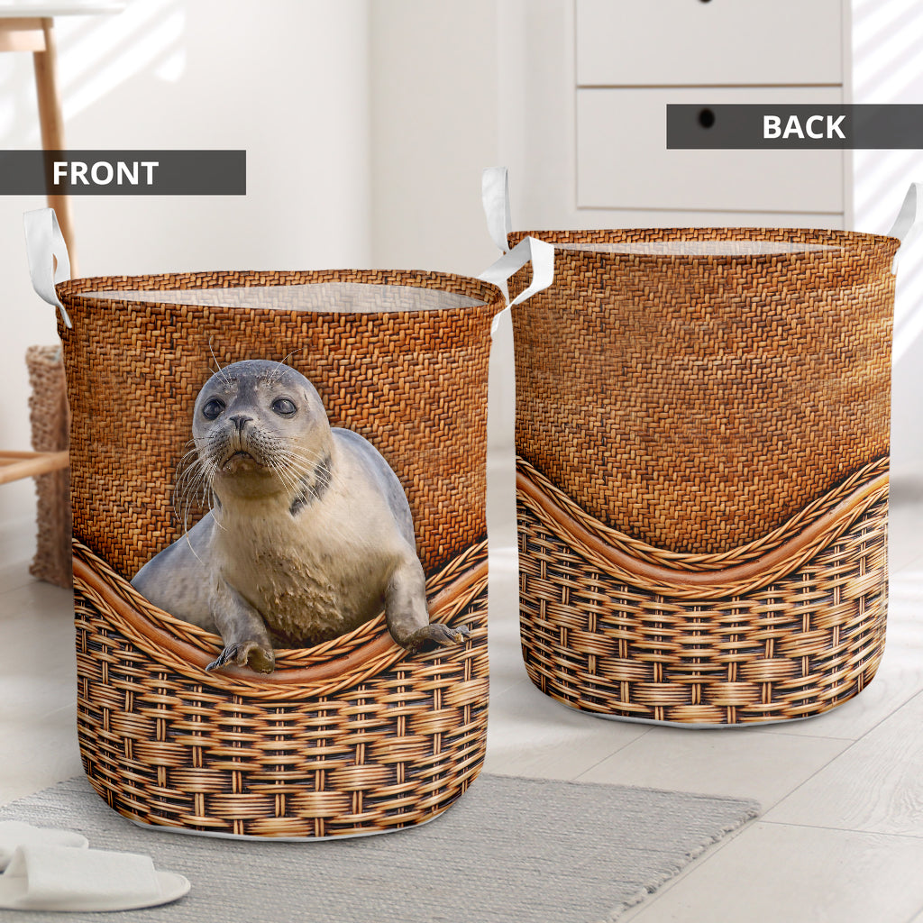 Phocidae Rattan Teaxture - Laundry Basket - Owls Matrix LTD
