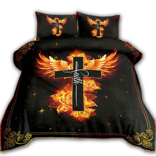 Jesus Phoenix Rose Faith Bedding Cover For Fantasy Bedroom Decor