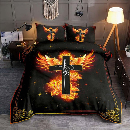 Phoenix Rose Faith Jesus Bedding Cover For Fantasy Bedroom Decor
