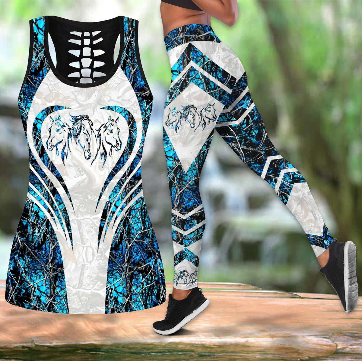 Beautiful Blue Horse Style – Hollow Tank Top