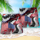 Piano Music Lover USA Flag Independence Day - Beach Short - Owls Matrix LTD