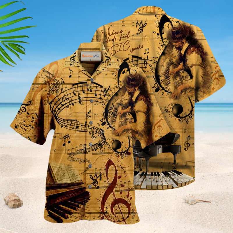 Piano Where Words Fail Music Speaks – Hawaiian Shirt