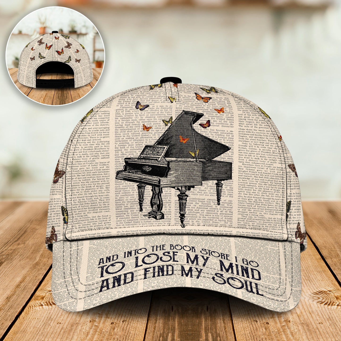 Piano Vintage Newspaper Style – Classic Cap