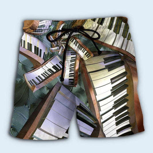 Piano Vintage Style I Love Piano – Beach Short