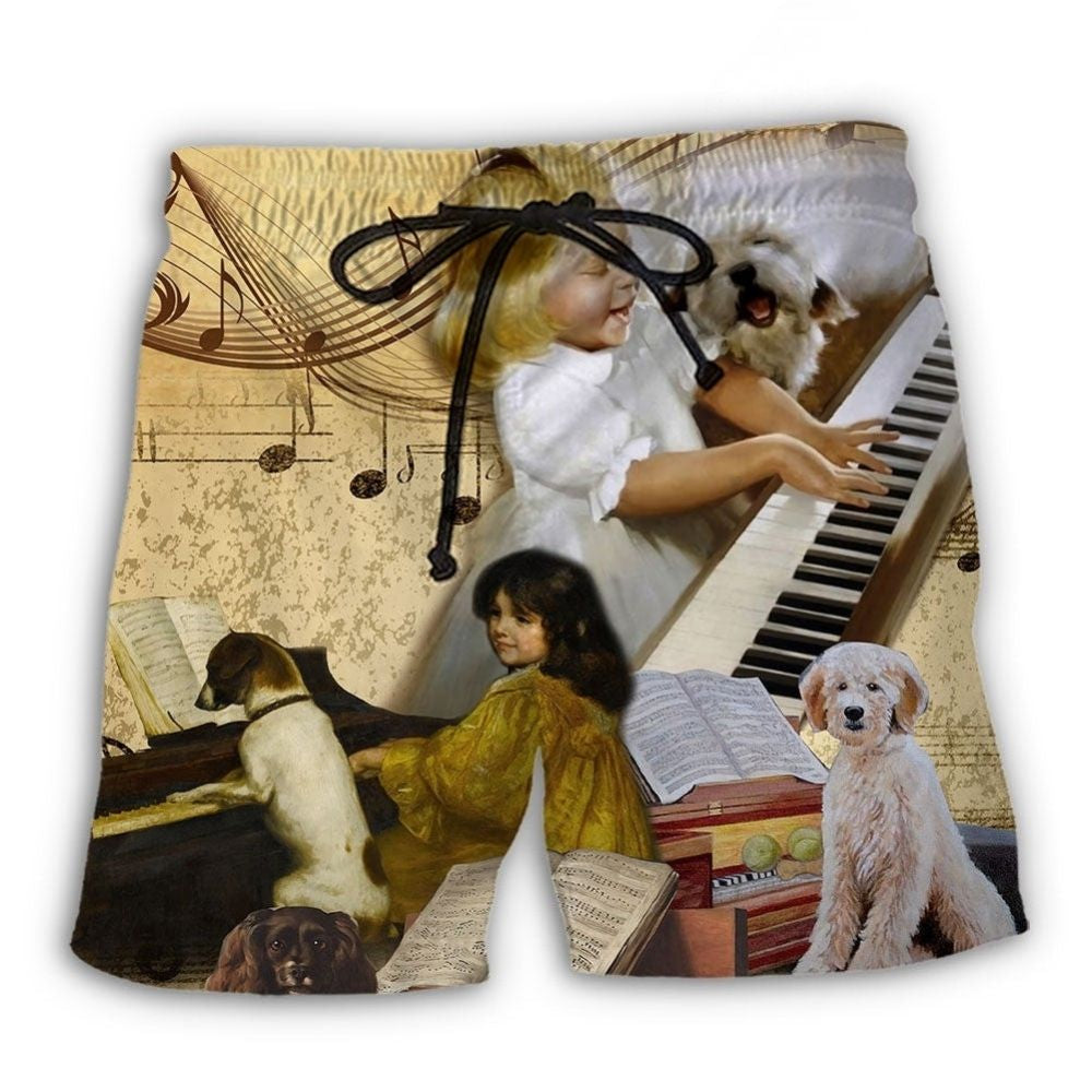 Piano Dog Lover - Beach Short