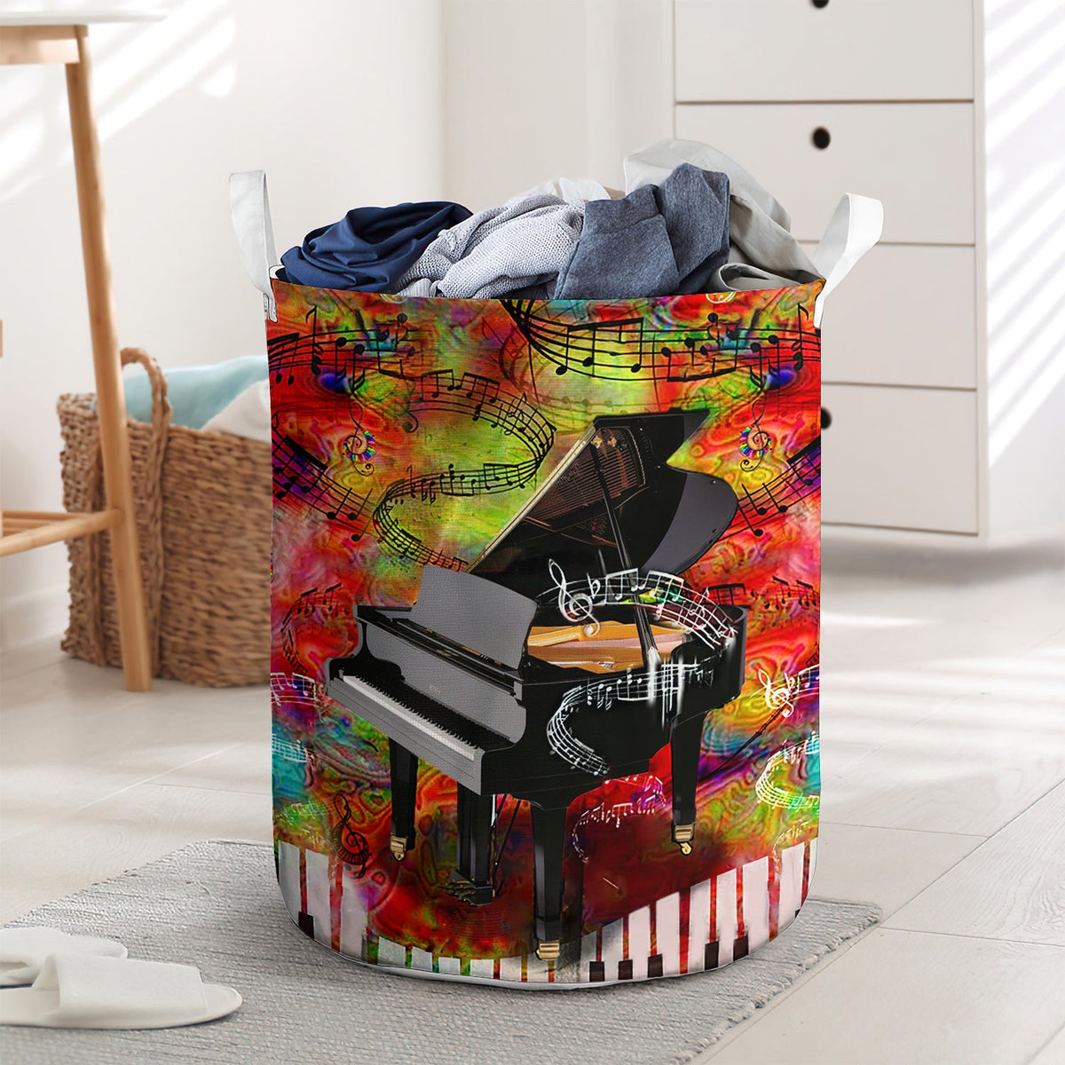 Piano music messy style - Laundry basket - LAUB05TNH020322-Owls Matrix