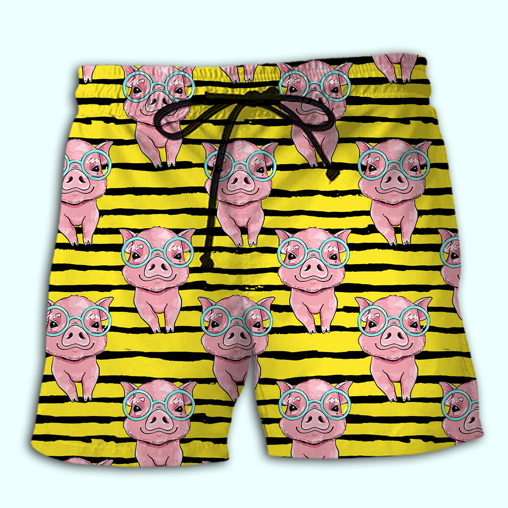 Cute Pig Cartoon Fun Style – Beach Short