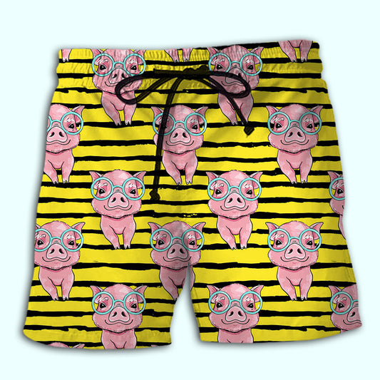 Cute Pig Cartoon Fun Style – Beach Short