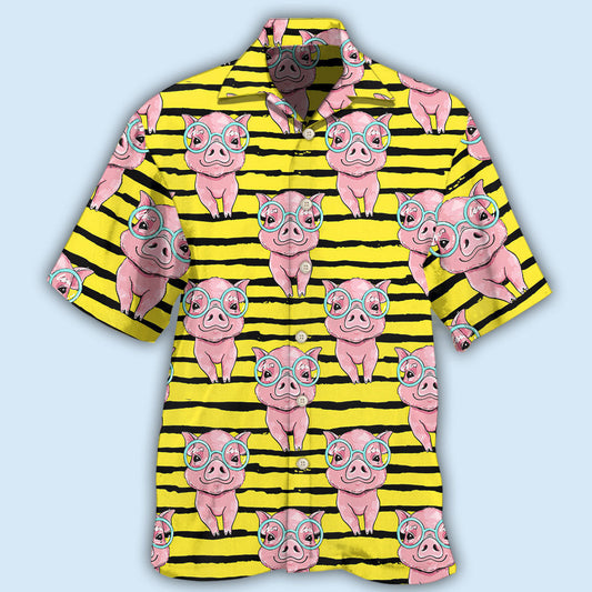 Funny Pig Cartoon Vintage Style - Hawaiian Shirt
