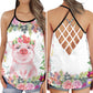 Pig Floral Cute Collection – Hollow Tank Top