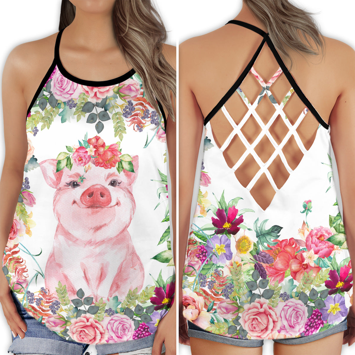 Cute Pig Farm Love – Hollow Tank Top