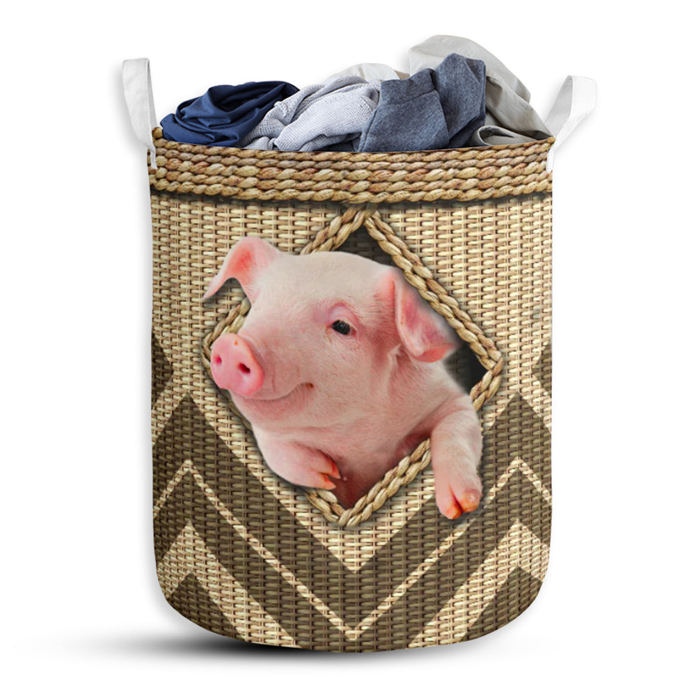 Pig Wickerwork Hole - Laundry Basket - Owls Matrix LTD