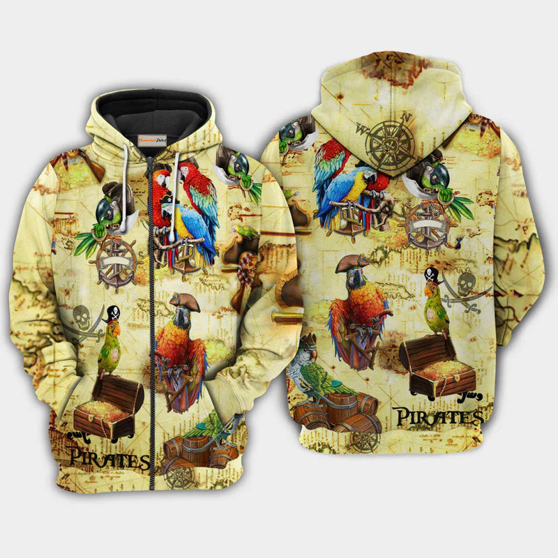 Pirate Parrots Adventure Art – 3D Hoodie