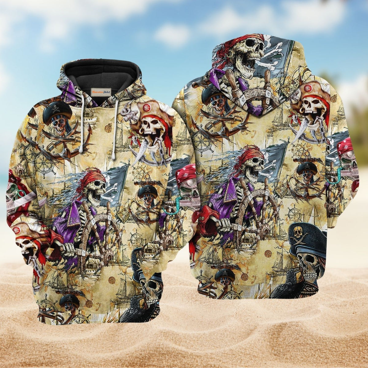 Pirate Skull Adventure Style - 3D Hoodie
