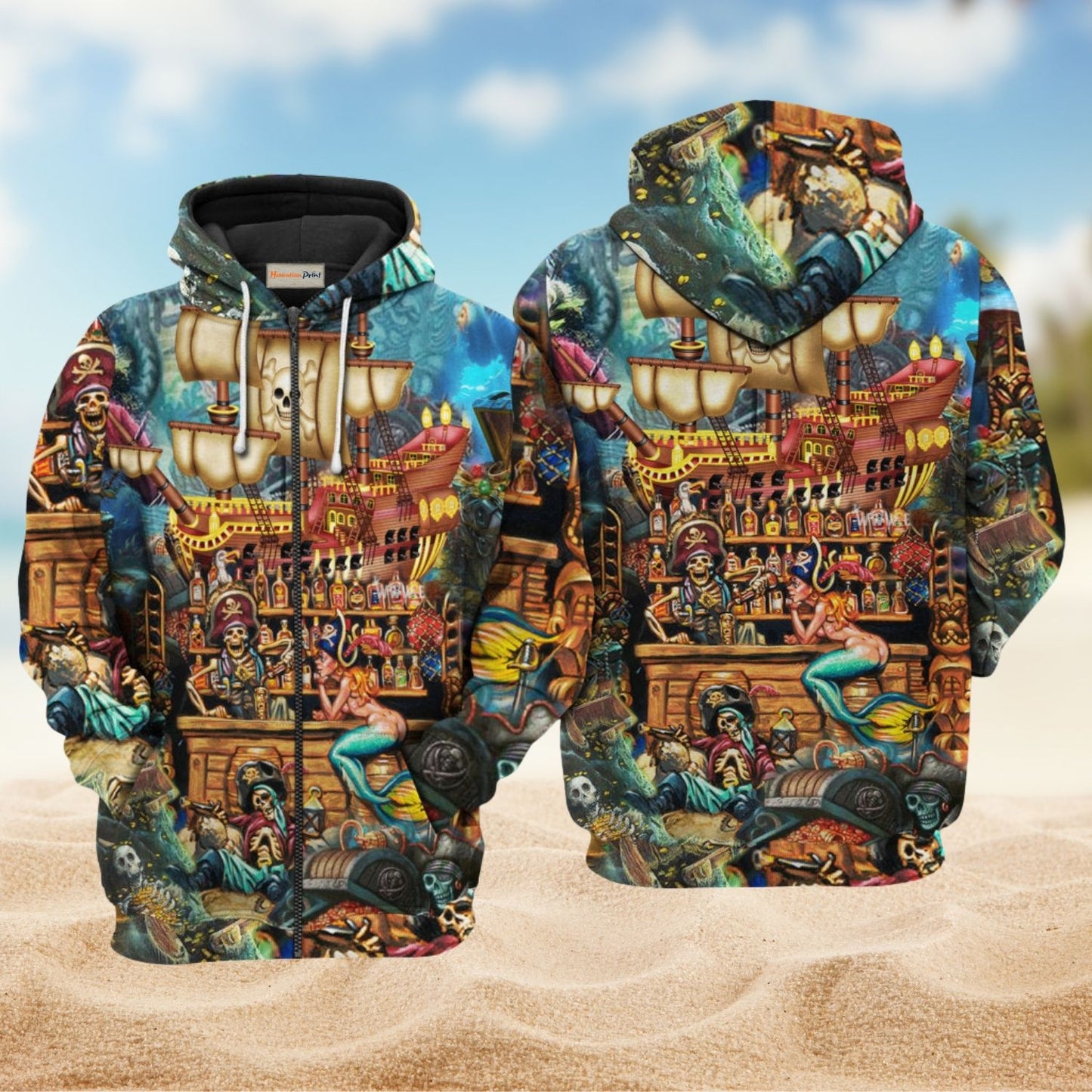 Pirate Skull Ocean Treasure - 3D Hoodie