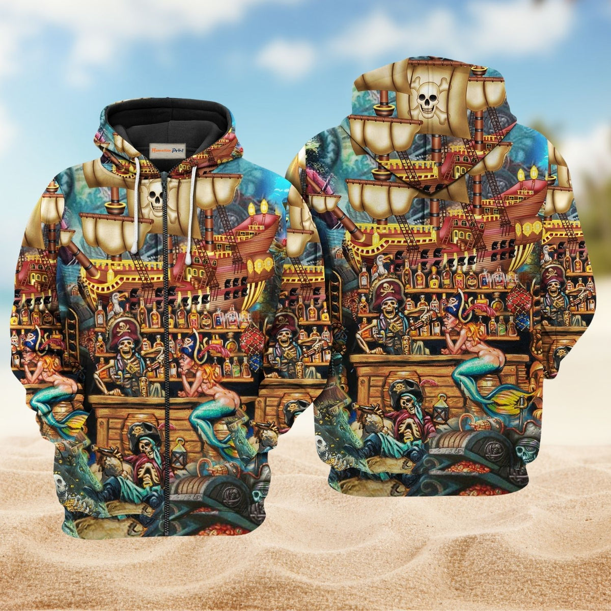 Pirate Skull Wine Bar Style - 3D Hoodie