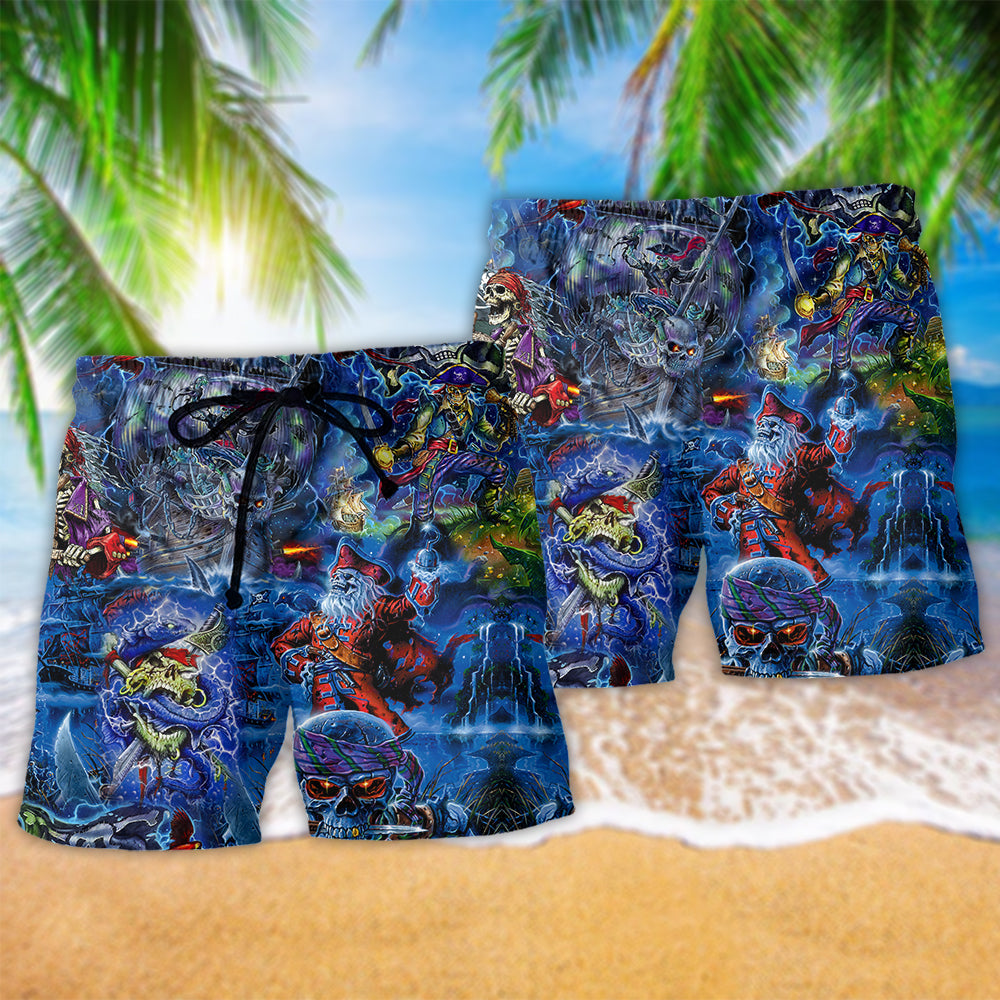 Pirate Work Like A Captain Blue Nautical – Beach Short