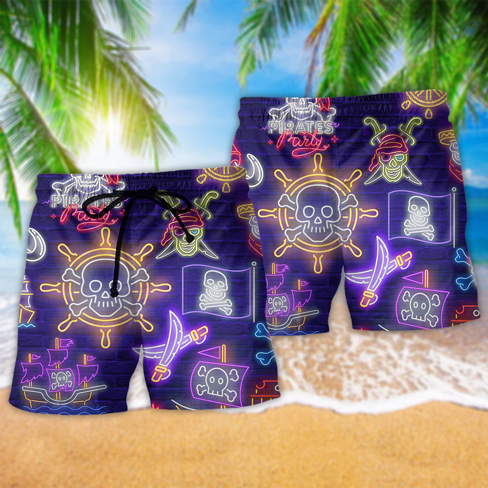 Neon Pirate Captain Party Life Art – Beach Short