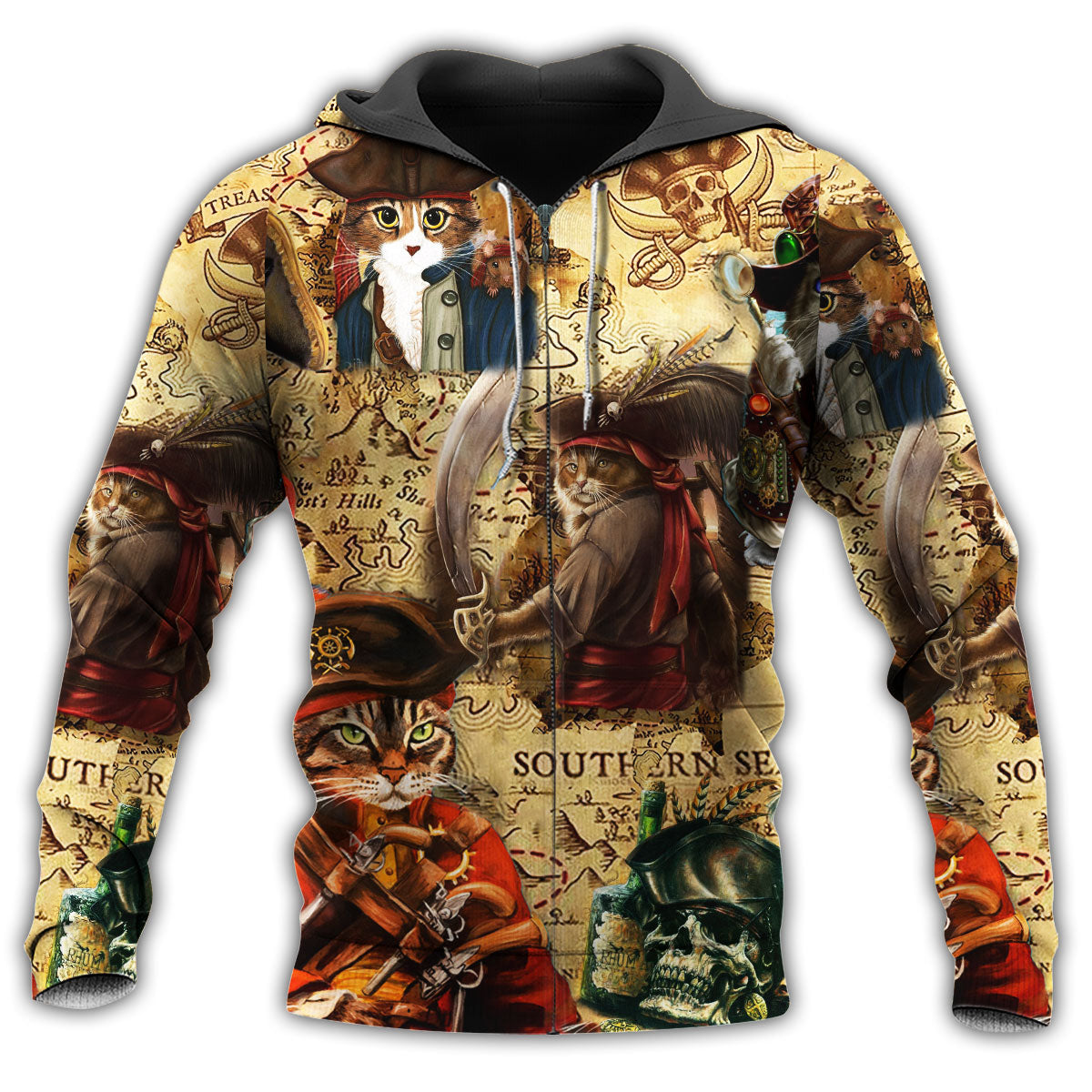 Pirate Cat Traditional Style - 3D Hoodie2