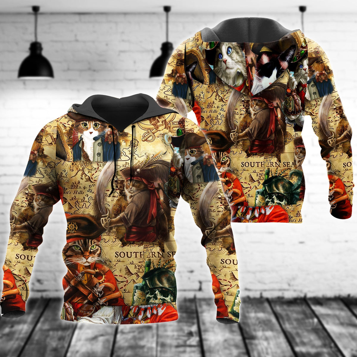 Pirate Cat Traditional Style - 3D Hoodie3