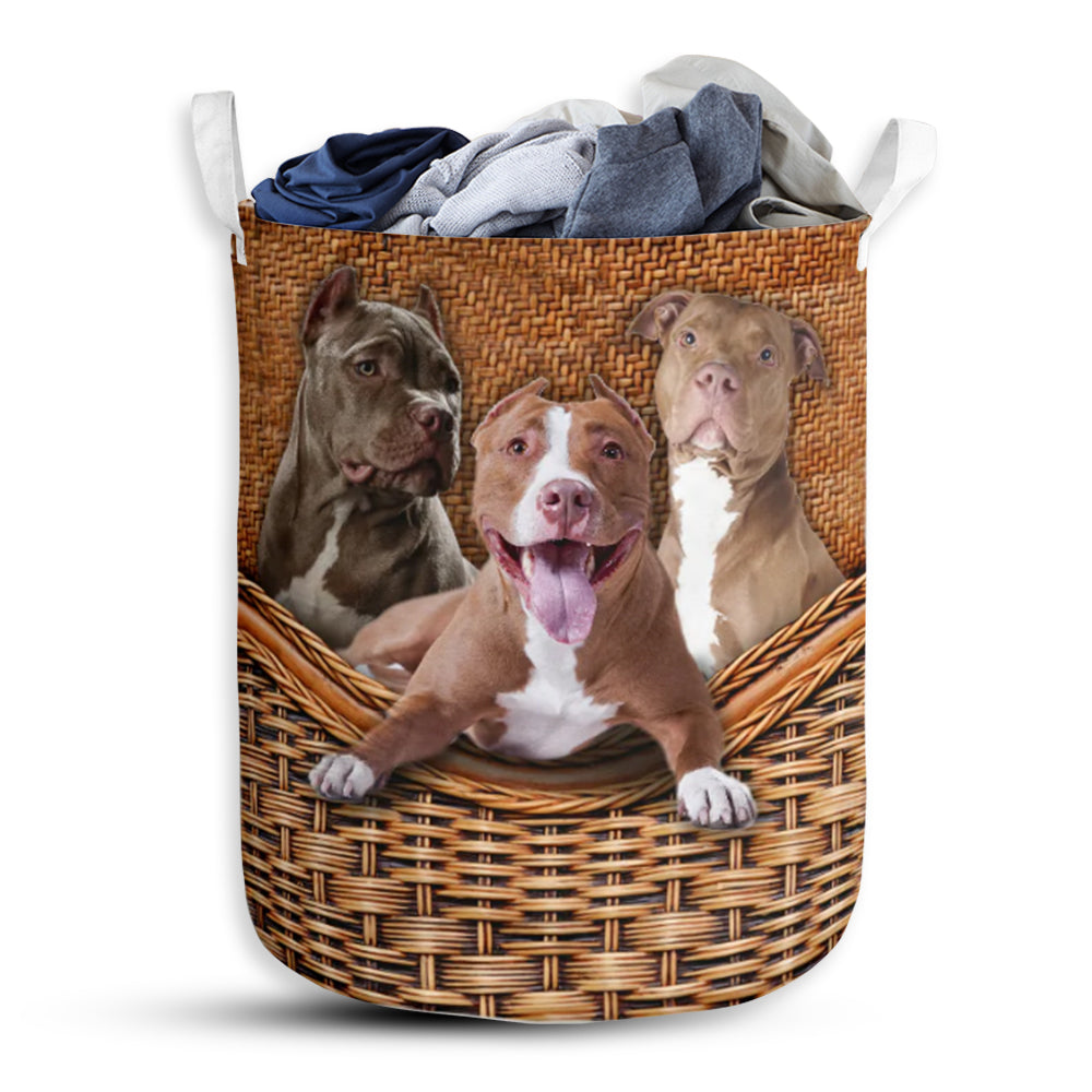 Dog Pitbull Love You - Laundry Basket - Owls Matrix LTD