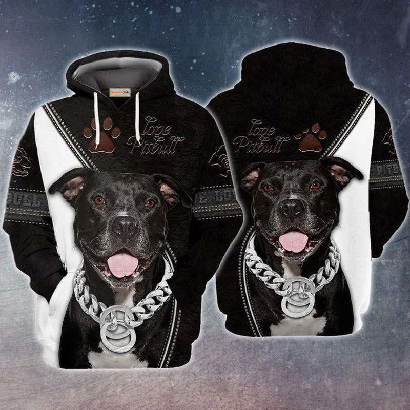 Pitbull Lover Forever Dog Art – 3D Hoodie