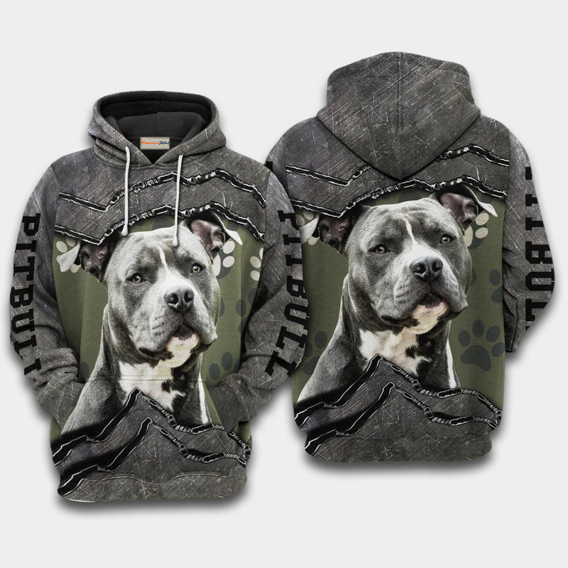 Pitbull My Friend Art – 3D Hoodie
