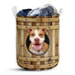 Pitbull Wooden Barrel - Laundry Basket - Owls Matrix LTD