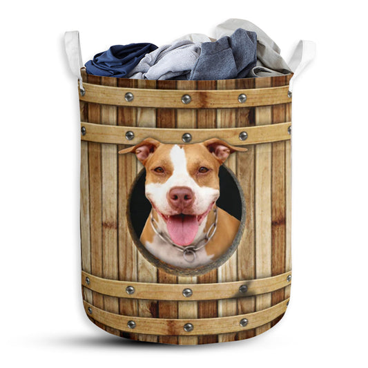 Pitbull Wooden Barrel - Laundry Basket - Owls Matrix LTD