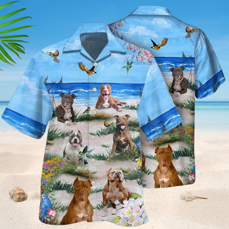 Pitbull Blue Beach Summer Style – Hawaiian Shirt