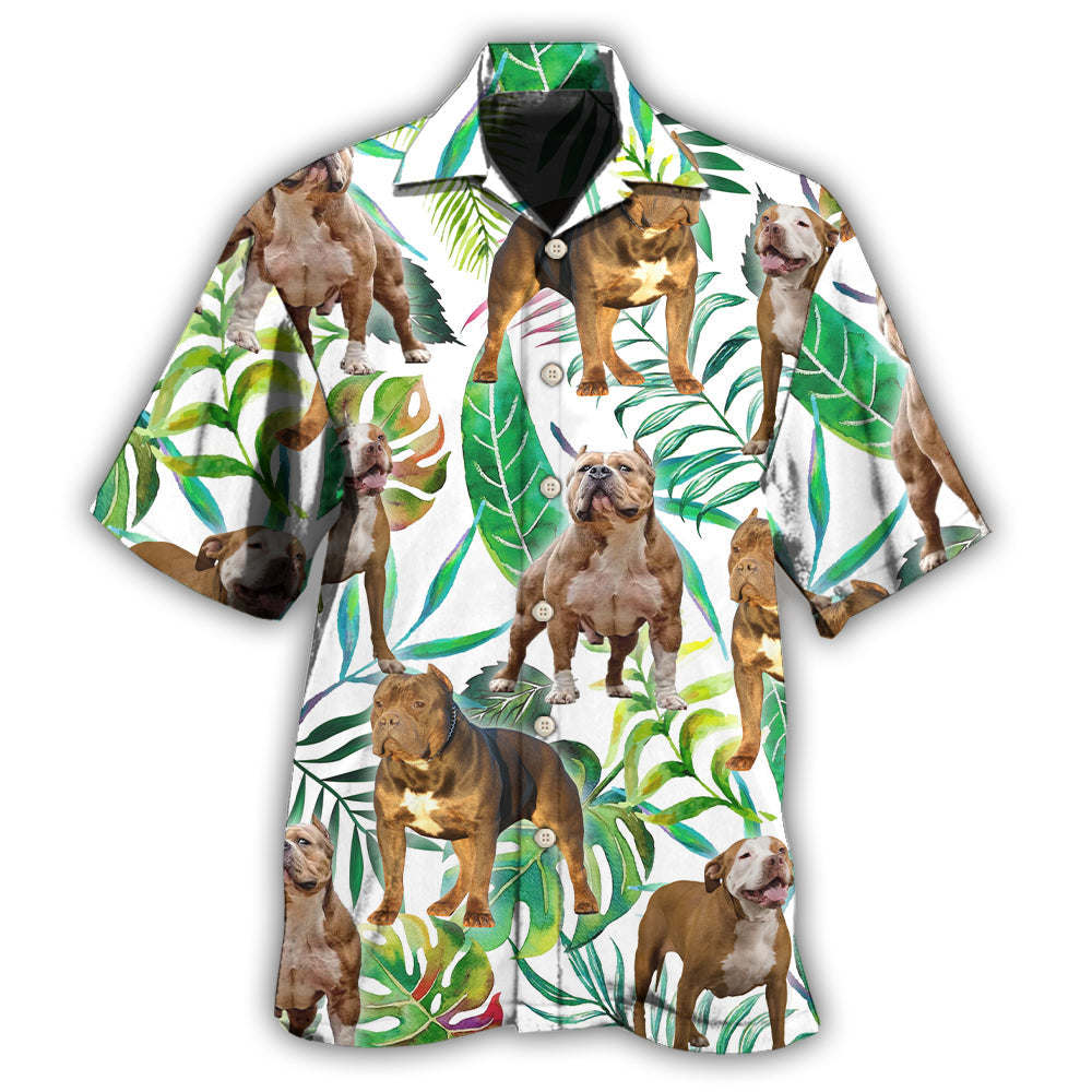 Pitbull Dog Tropical Leaf Design – Hawaiian Shirt
