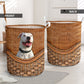 Dog Pitbull Rattan Teaxture Style - Laundry Basket - Owls Matrix LTD