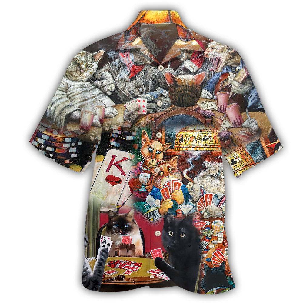 Cats Playing Poker Fun Art - Hawaiian Shirt