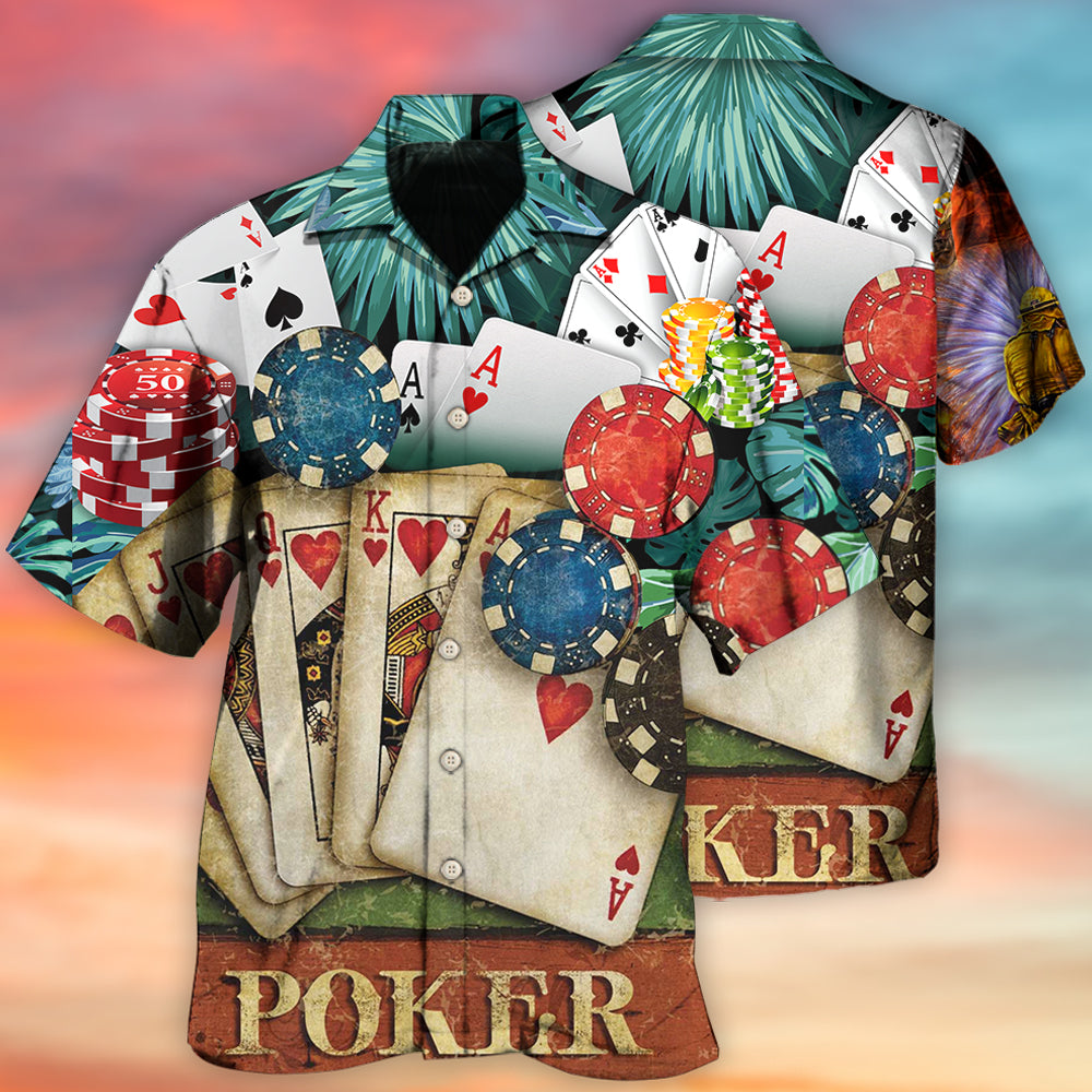 Poker Cards Tropical Leaf Pattern – Hawaiian Shirt