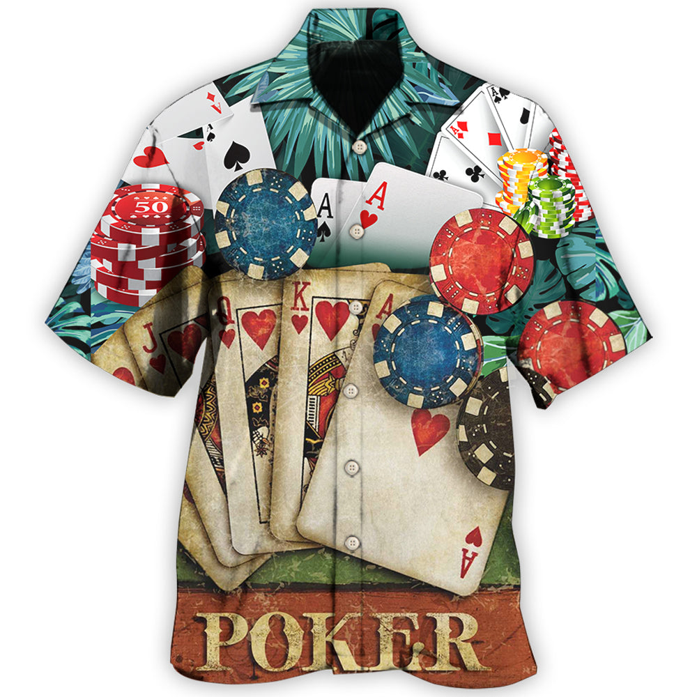 Poker Cards Tropical Leaf Pattern – Hawaiian Shirt
