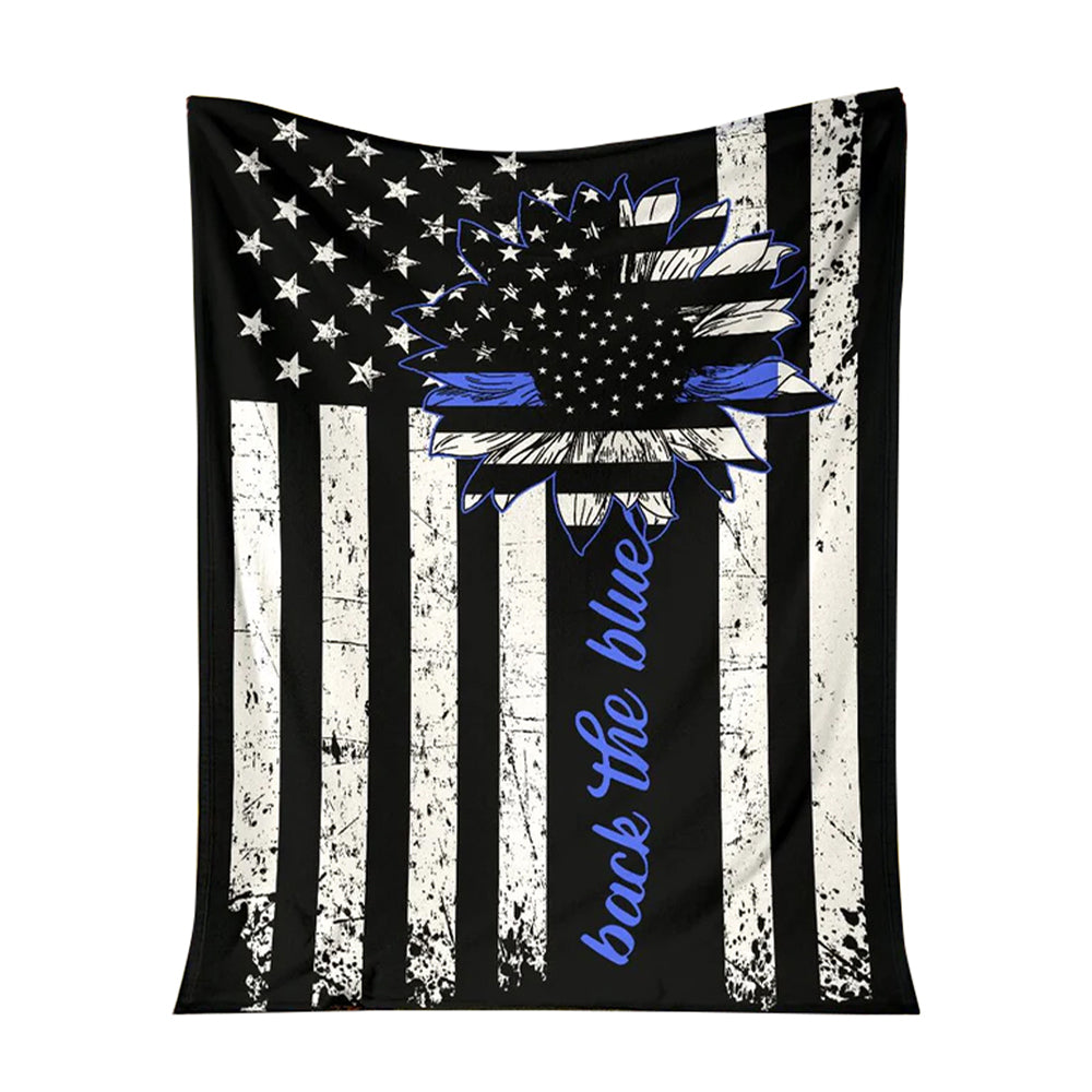 Police Officer Back The Blue 50 x 60 Inch Flannel Blanket For Cozy Bedroom And Sofa Decor