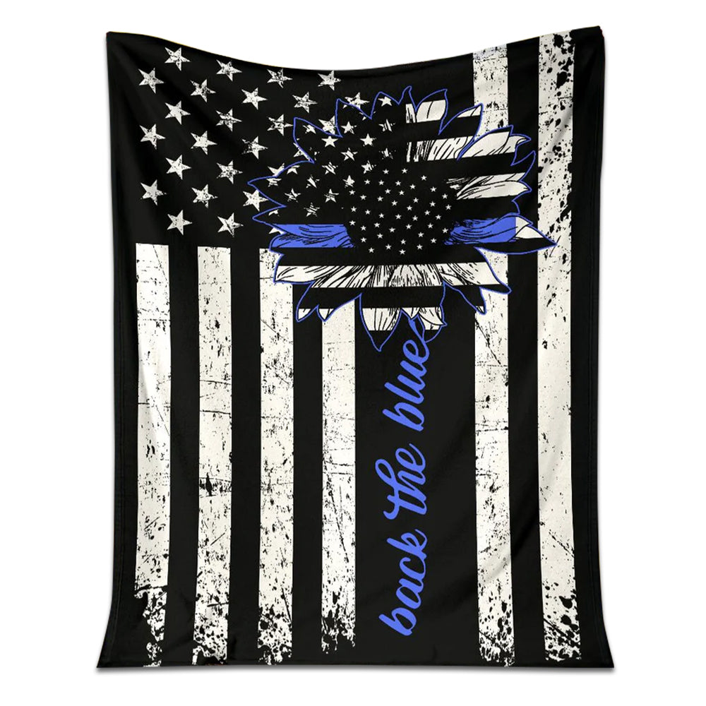 Police Officer Back The Blue Love Life 50 x 60 Inch Flannel Blanket For Cozy Bedroom And Sofa Decor