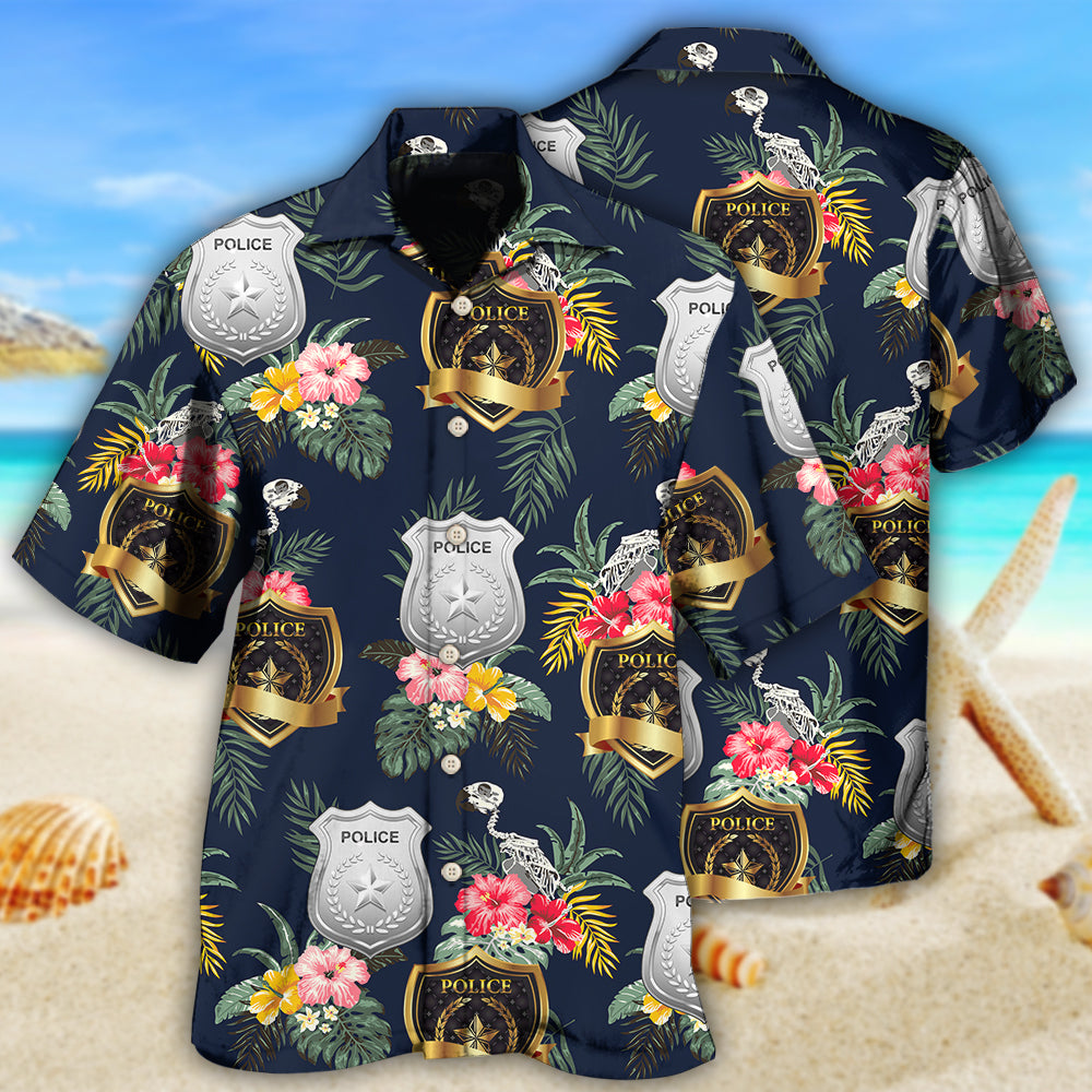 Police Tropical Floral Pattern – Hawaiian Shirt