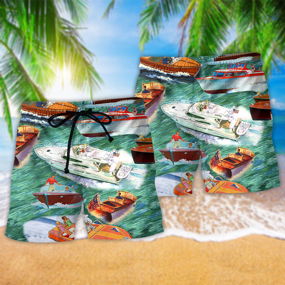 Pontoon Boat Summer Love Art – Beach Short