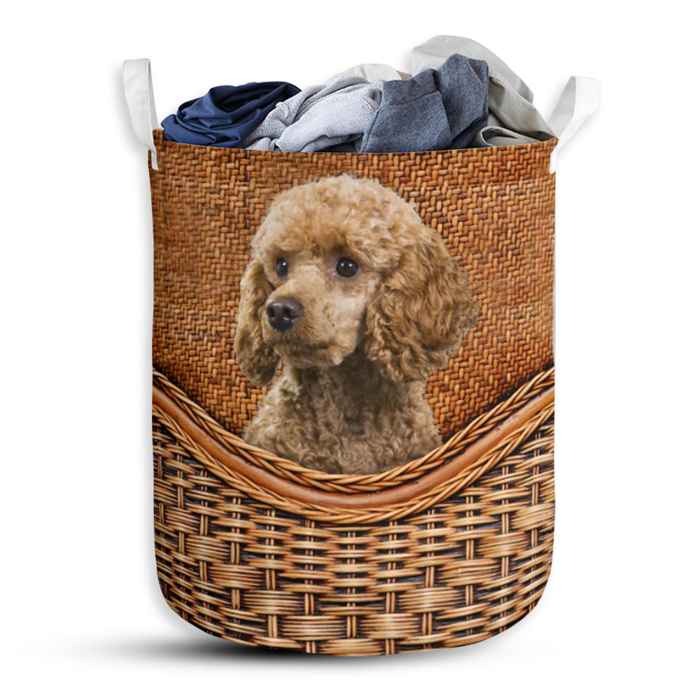 Poodle Dog Rattan Teaxture - Laundry Basket - Owls Matrix LTD