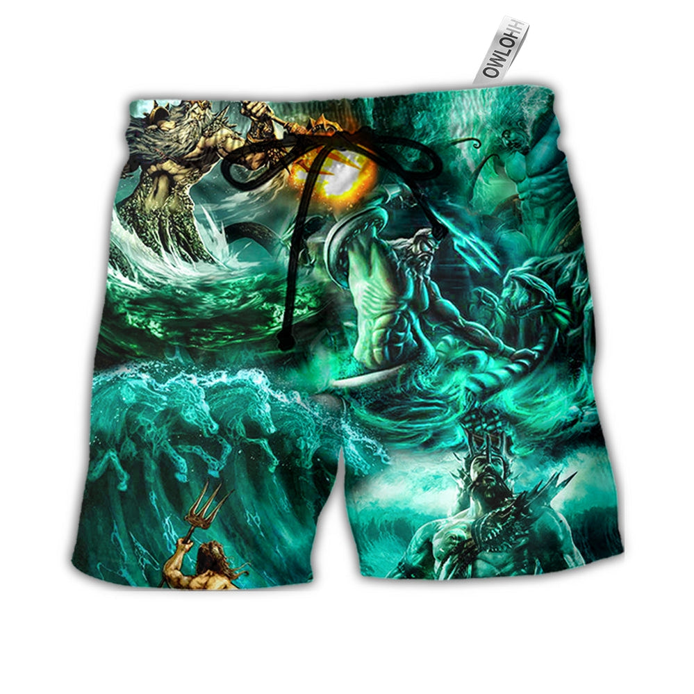 Beach Short / Adults / S Poseidon The God of Seas Style - Beach Short - Owls Matrix LTD