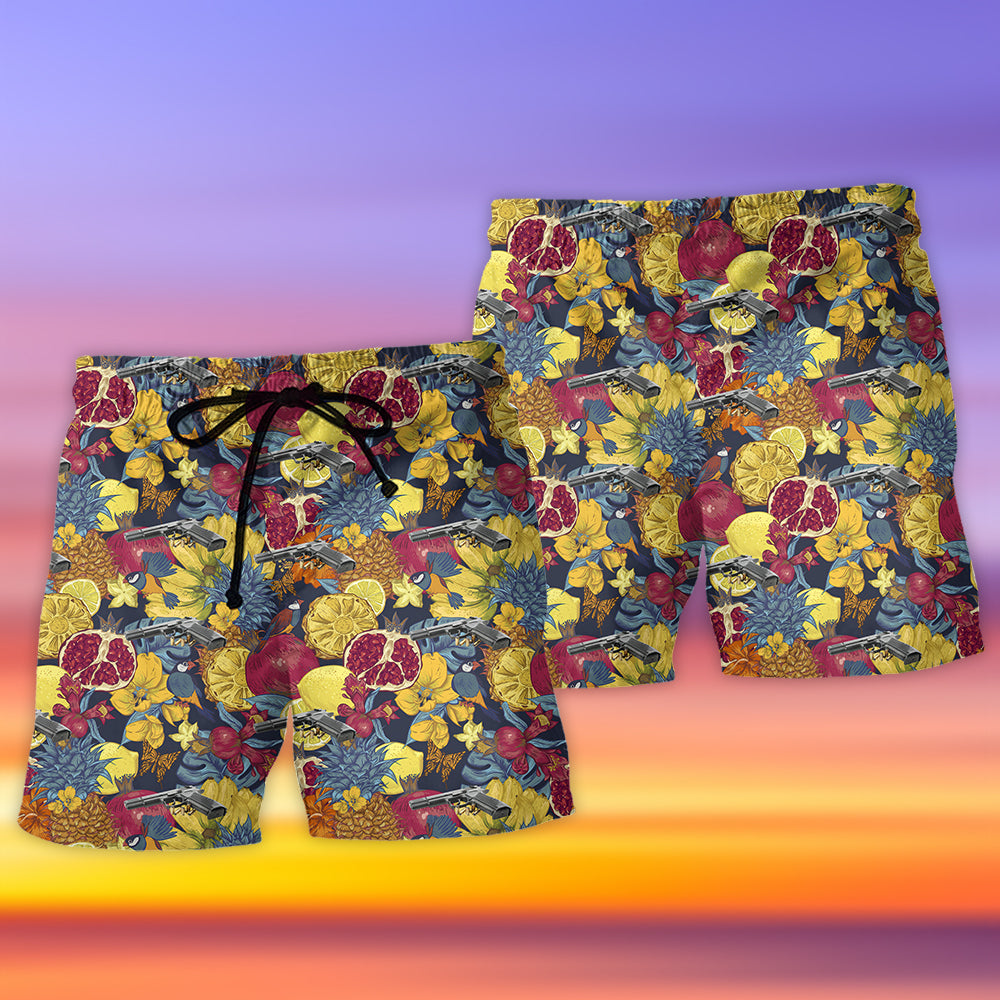 Gun Skull Hand Dark Tropical – Beach Short