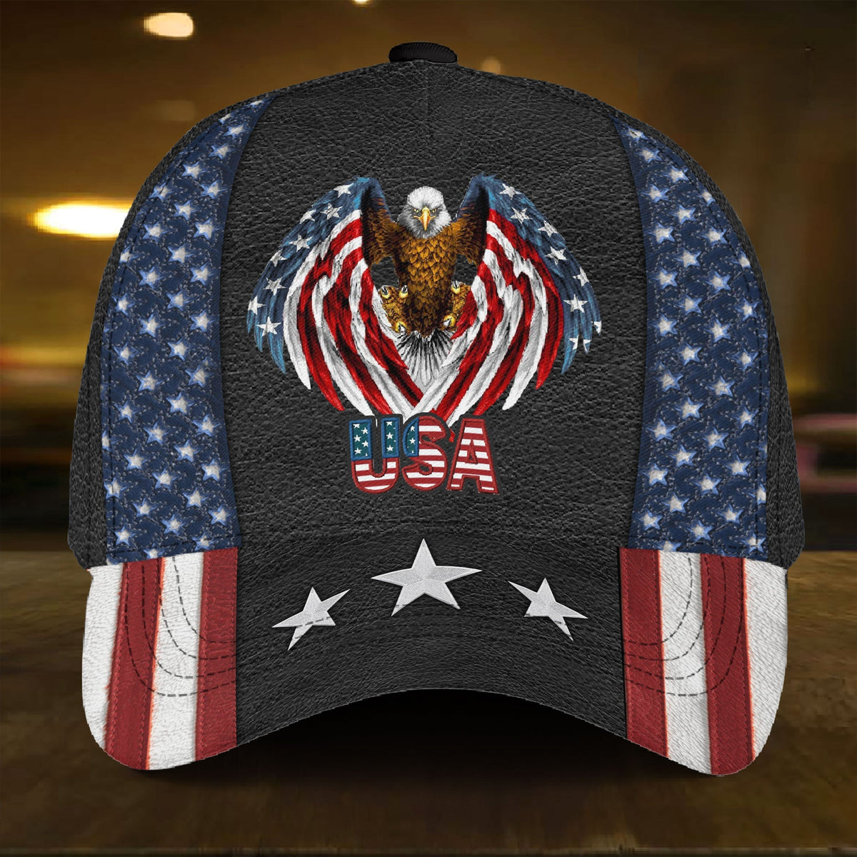 Proud USA Eagle Leather Pattern – Classic Cap
