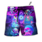 Beach Short / Adults / S Skull Psychic Face Future Style With Purple - Beach Short - Owls Matrix LTD