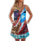 Puerto Rico Flag Beach – Women's Summer Sleeveless V-Neck Camisole Dress