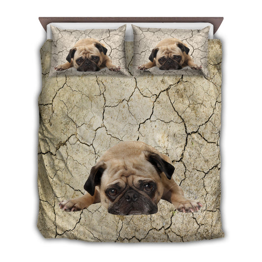 Pug Dog Sleeping Lonely Bedding Cover For Pet Lover Bedroom Decor