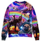 Pug Galaxy Rainbow Dinosaur Art – Sweater - Ugly Christmas Sweater