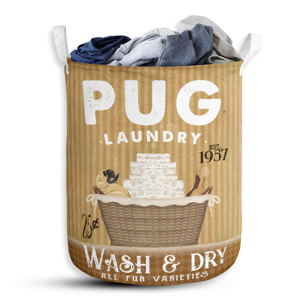 Pug Laundry 1957 - Laundry Basket - Owls Matrix LTD