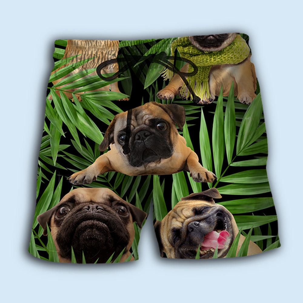 Pug Funny Tropical Leaf – Beach Short